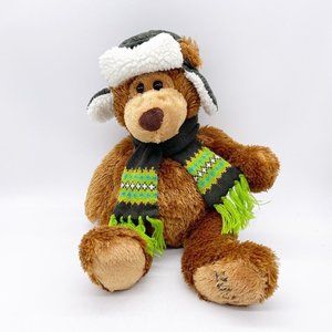 MARY MEYER Winter Holiday Teddy Bear Plush Woth Hat Scarf 2008 16” Inch